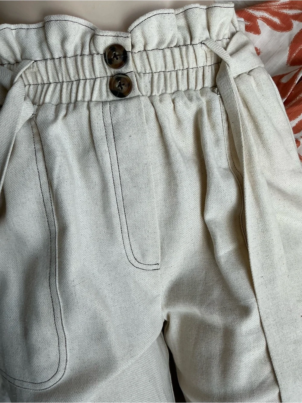 Sienna Sky Cream Paperbag Waist Tie Pants - Picture 8 of 10